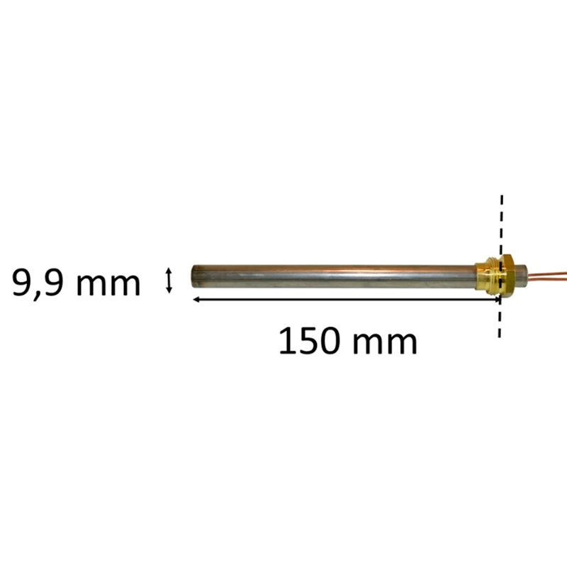 Bougie de préchauffage avec filet pour poêle à pellets:  9,9 mm x 150 mm x 300 Watt 3/8" avec filet