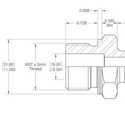 John Deere Raccords à vissermétrique x mâle BSP - VNBM0827X2ISO6149 - Raccord M/M M27x2 X 1/2 BSP