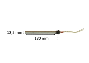Bougie de préchauffage avec bride pour poêle à pellets: 12,5 mm x180 mm 3/8 gevind 350 watt