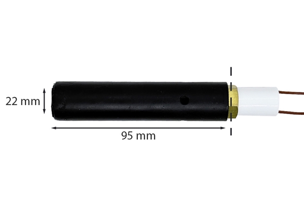 Bougie d’allumage (rond céramique) avec gaine pour poêle à pellets: 22 mm x 95 mm 330 Watt